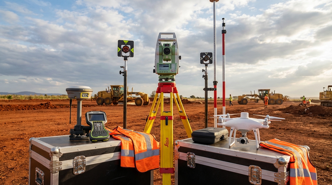 State-of-the-art surveying equipment - RTK GNSS, total station, drone mapping