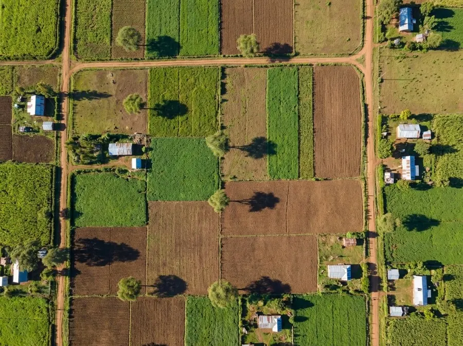 Drone aerial survey mapping agricultural land parcels in Kenya