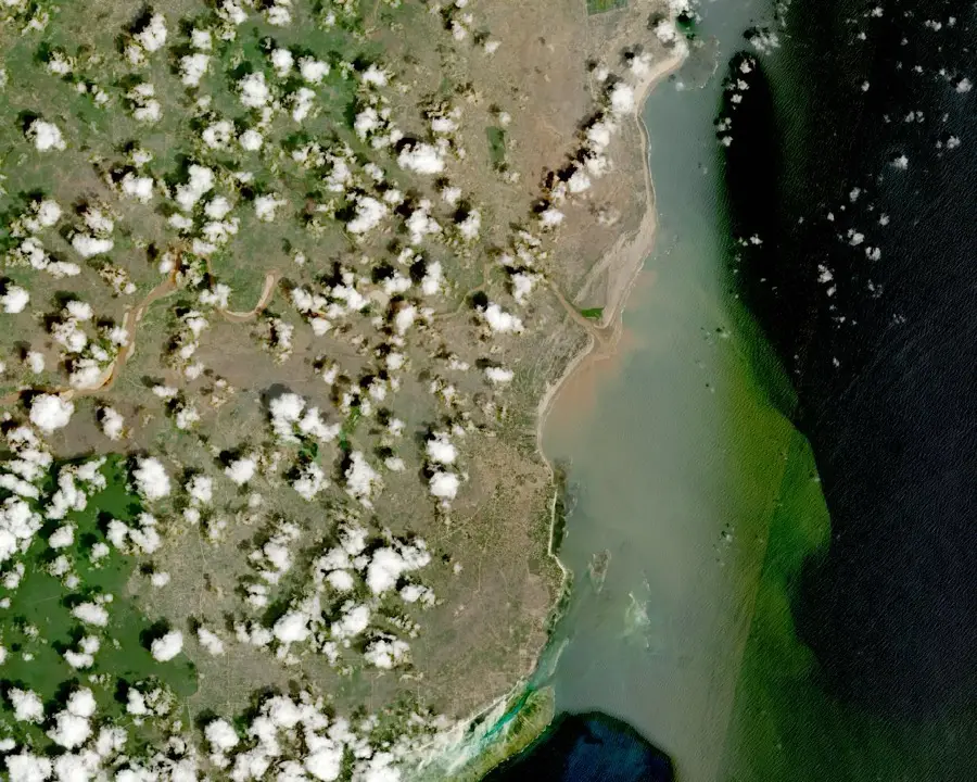 Satellite image of the Kenyan coast near Malindi from open Earth observation data